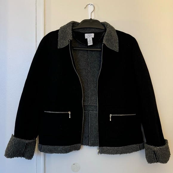 LOFT Jackets & Blazers - ❌ SOLD ❌ Ann Taylor LOFT Zip-Up Shearling Trim Wool Jacket